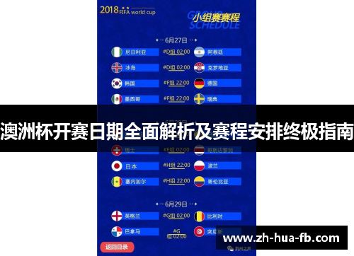 澳洲杯开赛日期全面解析及赛程安排终极指南